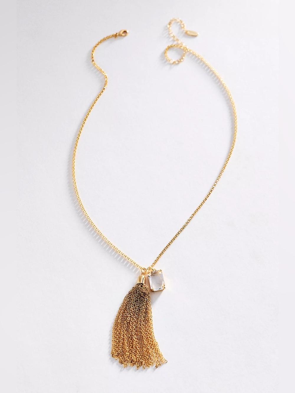 Anthropologie Fringed Crystal Pendant Necklace - NWT - Gold